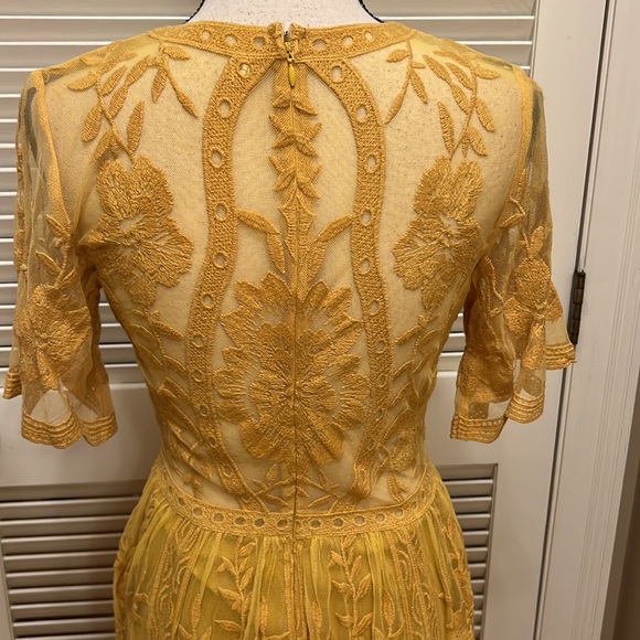 Honey Punch Yellow Lace Boho Romper / Maxi Dress, Size Small, EUC - Picture 14 of 17